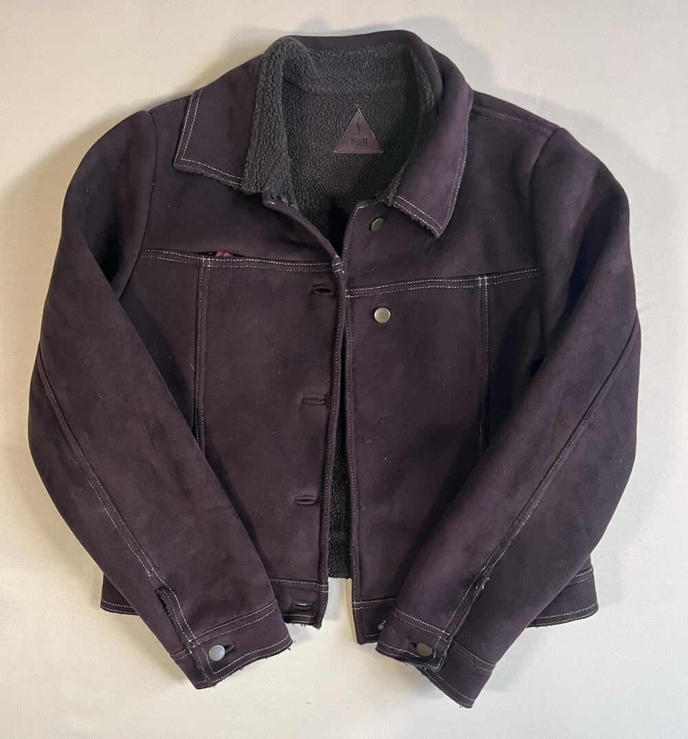 Fjäll Brown Leather Lined Jacket - Button Front, Pockets, Size S